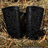 Leather Cuffs Thor's Hammer Mjolnir Vikings Celtic design